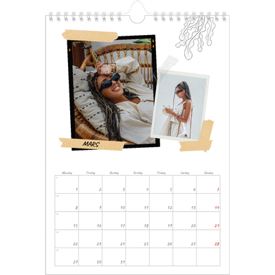 Fotokalender A4 (20 x 30 cm) — Scrapbook stil [Mars]