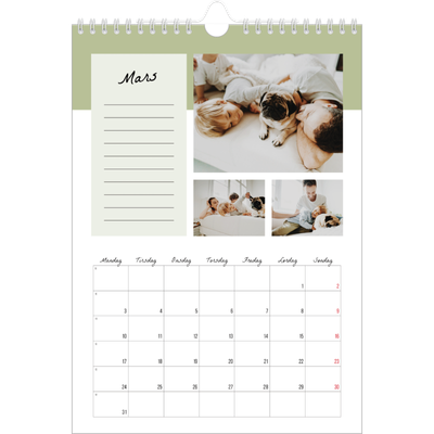 Fotokalender A4 (20 x 30 cm) — Kalender med "To do"-liste [Mars]