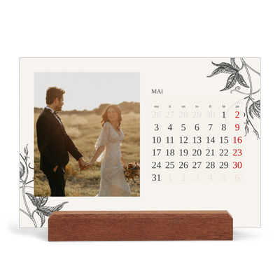 Bordkalender med trestativ - Liggende  — Blekk & blomst [kalender-forside]