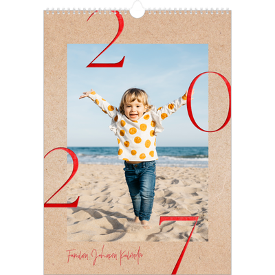 A3 Månedskalender — Røde detaljer [kalender-forside]