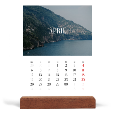 Bordkalender med trestativ - Stående — Endeløs flukt [April]