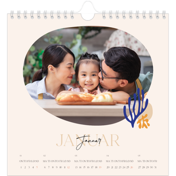 Fotokalender Kvadratisk — Minimalistisk korall
