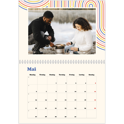 Fotokalender A4 dobbel (30 x 40 cm) — Retro striper [kalender-forside]