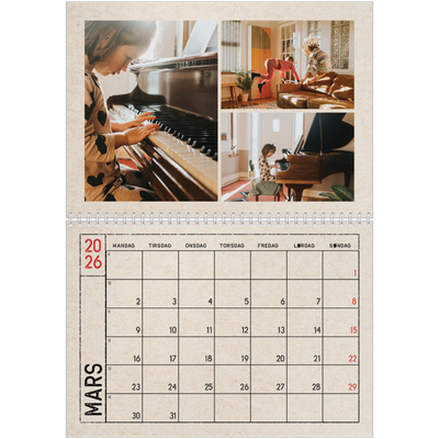 Fotokalender A4 dobbel (30 x 40 cm) — Stempeleffekt [Mars]