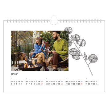 Fotokalender A4 — Blomstertegninger