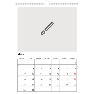 A3 Månedskalender — Design selv [Mars]