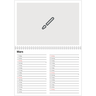 Fotokalender A4 dobbel (30 x 40 cm) — Design selv [Mars]