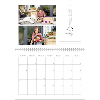 Fotokalender A4 dobbel (30 x 40 cm) — Enkel botanisk [Februar]