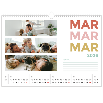 Fotokalender A3 — Fargerike fonter [Mars]