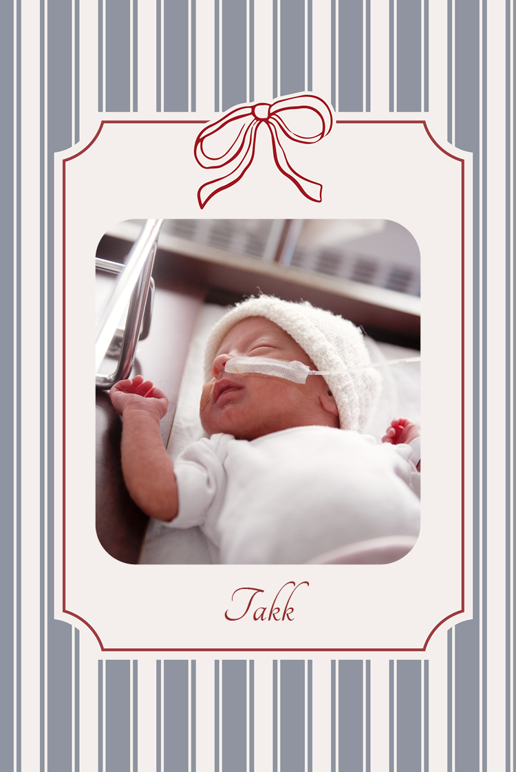 Takkekort — Nålestriper og sløyfe