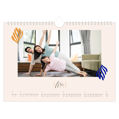 Fotokalender A4 — Minimalistisk korall [Mai]