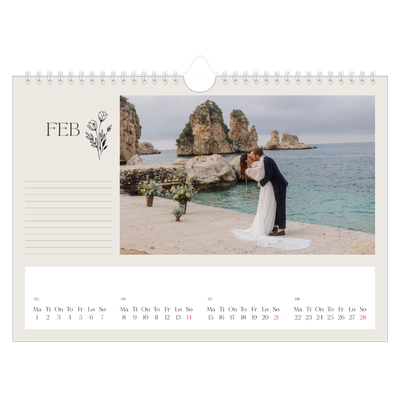 Fotokalender A4 — Initialer i blomst [Februar]