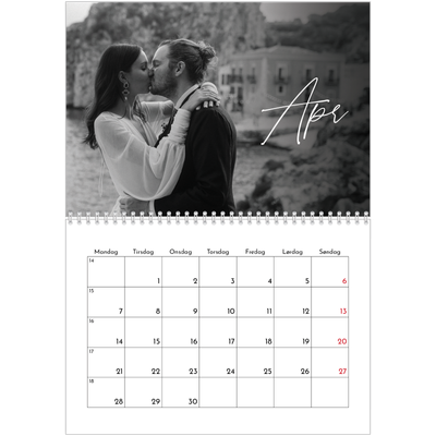 Fotokalender A4 dobbel (30 x 40 cm) — Elegant skrift [April]