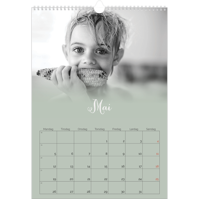 A3 Månedskalender — Grønn gradering [kalender-forside]