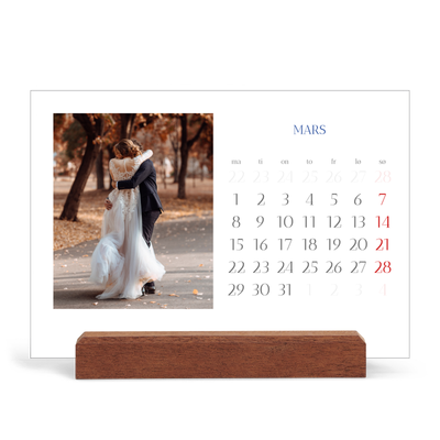 Bordkalender med trestativ - Liggende  — Klassisk kobolt [Mars]
