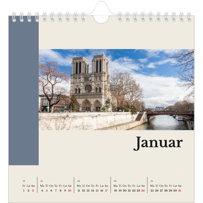 Månedskalender kvadratisk — Verdens severdigheter [Januar]