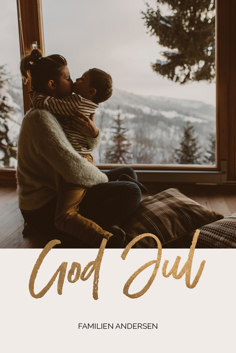 Fotokort — Gullskrift God Jul