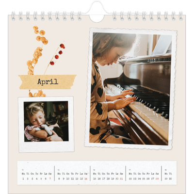 Månedskalender kvadratisk — Vintage scrapbooking [April]