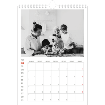 Fotokalender A4 — Uthevet i rødt