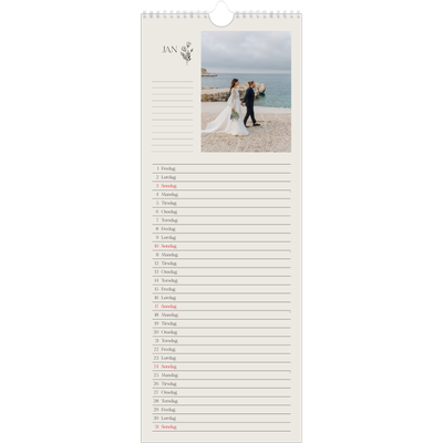 Fotokalender smal  — Initialer i blomst [Januar]