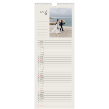 Fotokalender smal (15 x 40 cm) — Initialer i blomst
