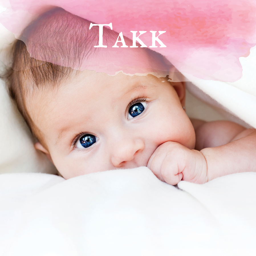 Takkekort — Rosa akvarell