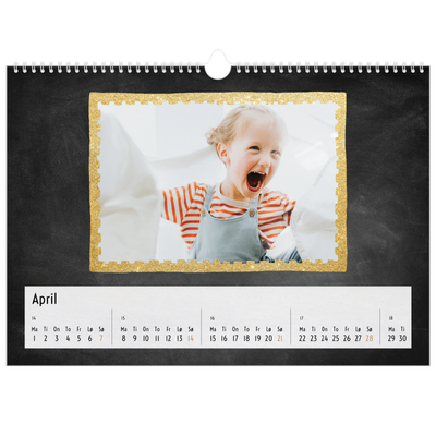Fotokalender A3 — Rammer med glitter [April]