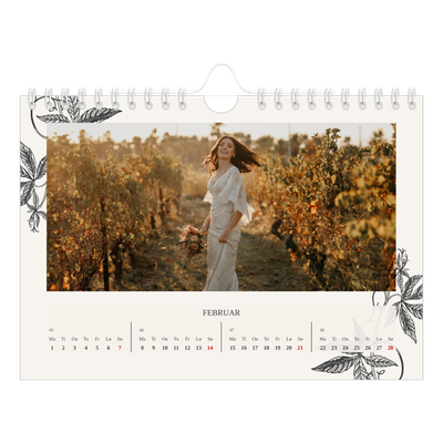 Fotokalender A5 — Blekk & blomst [Februar]
