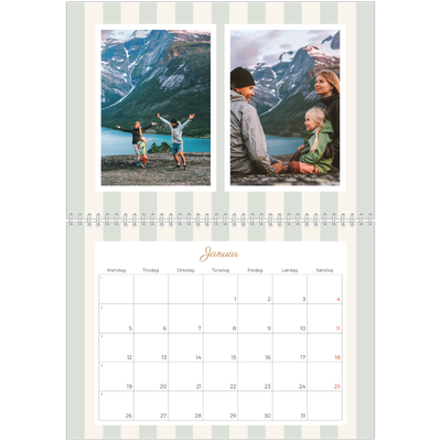 Fotokalender A4 dobbel (30 x 40 cm) — Skrift og striper [Januar]