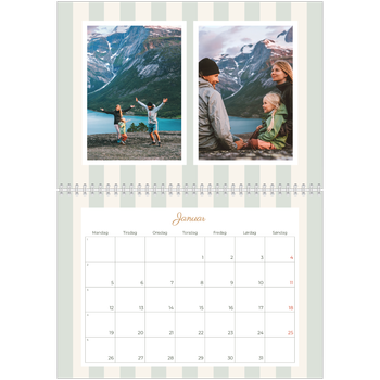 Fotokalender A4 dobbel — Skrift og striper