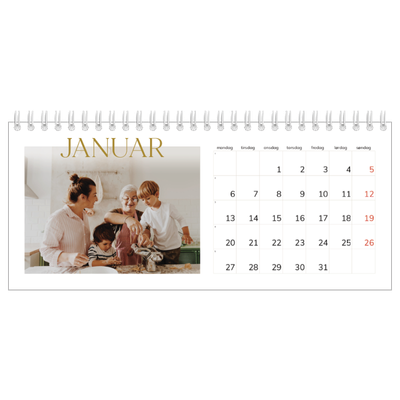 Bordkalendere — Gull stor skrift [Januar]