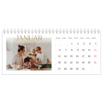 Bordkalender med foto — Gull stor skrift