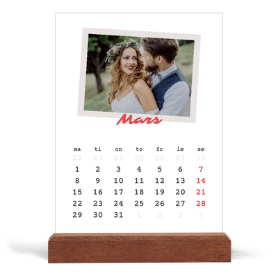 Bordkalender med trestativ - Stående — Signert trykk [Mars]