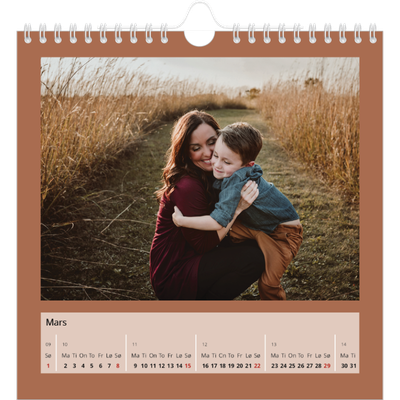 Månedskalender kvadratisk — Kalender i jordtoner [Mars]