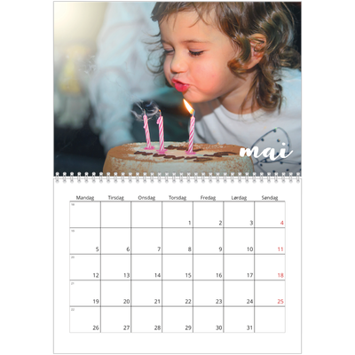 Fotokalender A4 dobbel (30 x 40 cm) — Håndskrift på bildet [kalender-forside]