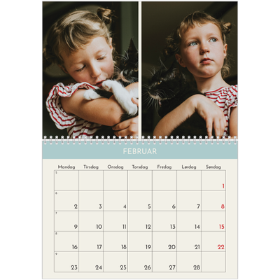 Fotokalender A4 dobbel (30 x 40 cm) — Pastellkapitler [Februar]