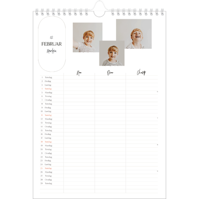 A4 Familieplanleggere — Planleggeren - Familie på 3 [Februar]