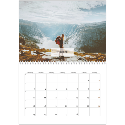 Fotokalender A4 dobbel (30 x 40 cm) — Klassisk kalender [Februar]