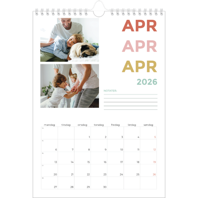 Fotokalender A4 (20 x 30 cm) — Fargerike fonter [April]