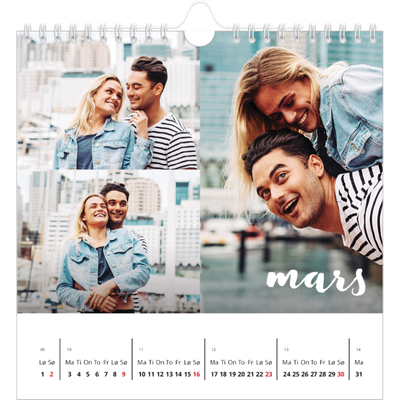 Månedskalender kvadratisk — Håndskrift på bildet [Mars]