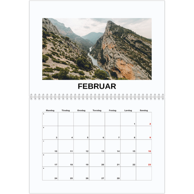 Fotokalender A4 dobbel (30 x 40 cm) — Enkelt bilde [Februar]