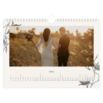 Fotokalender A4 — Blekk & blomst [April]