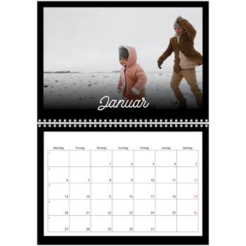 Fotokalender A4 dobbel — Sort minimalisme