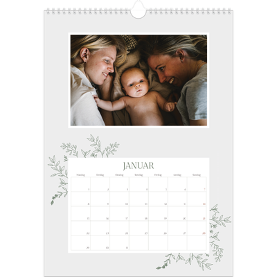 A3 Månedskalender — Håndtegnet blomster [Januar]