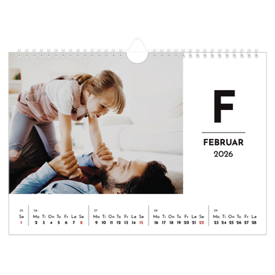 Fotokalender A4 — Bokstav i fokus [Februar]