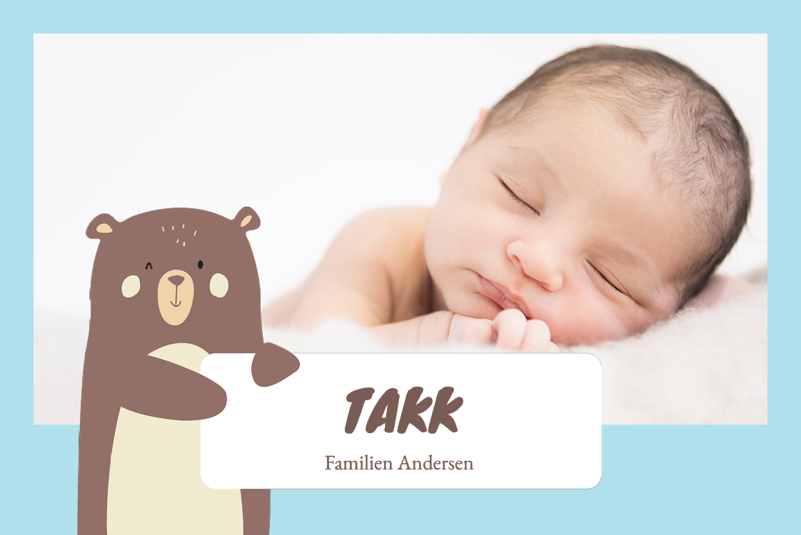 Takkekort — Babybjørn blå