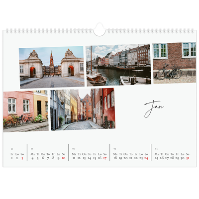 Fotokalender A3 — Byferie (hvit) [Januar]