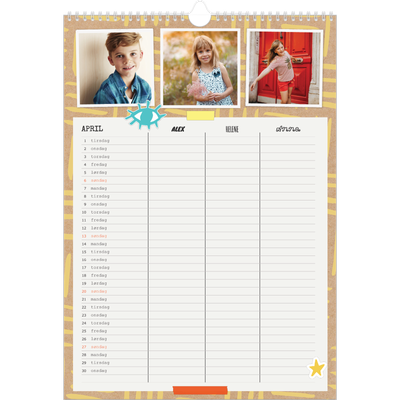 A3 Familieplanleggere — Rustikk planlegger - Familie på 3 [April]