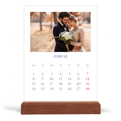 Bordkalender med trestativ - Stående — Klassisk kobolt [Februar]