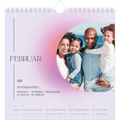 Månedskalender kvadratisk — Astrologi gradient [Februar]